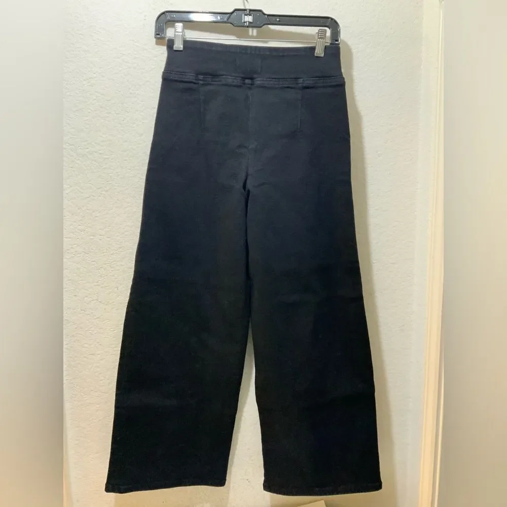 FRAME Jetset Wide Leg Super Stretch Wide Leg Size 1 Sheen Noir Jeans